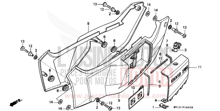 SIDE COVER for Africa Twin 750 BLACK (NH1A) from 1992